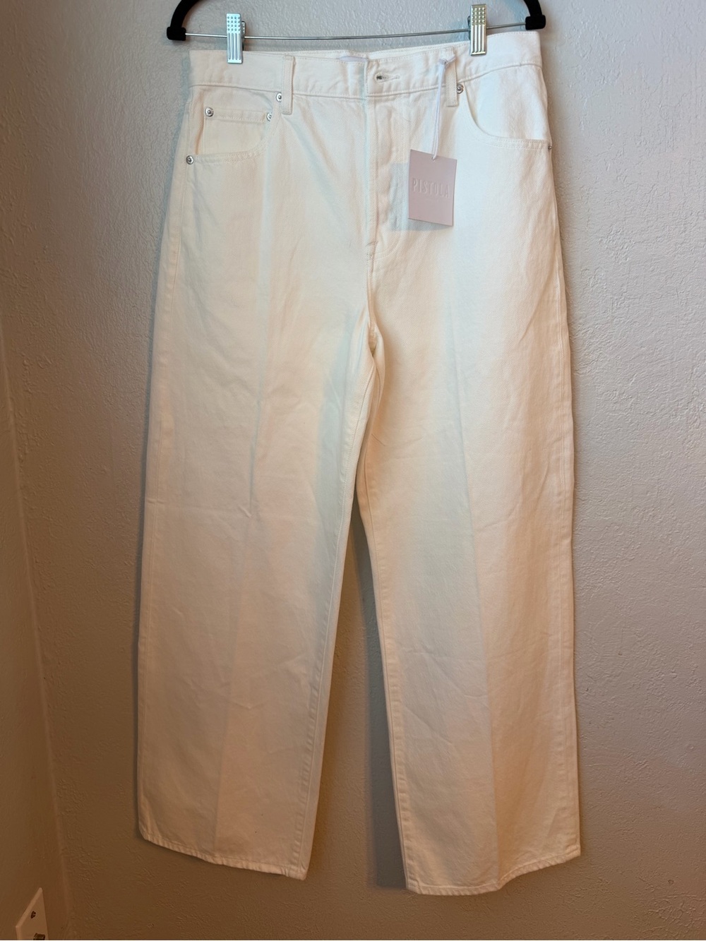 185~ Pistola Tate Wide-Leg White Jeans with Button Fly NWT - Picture 5 of 13
